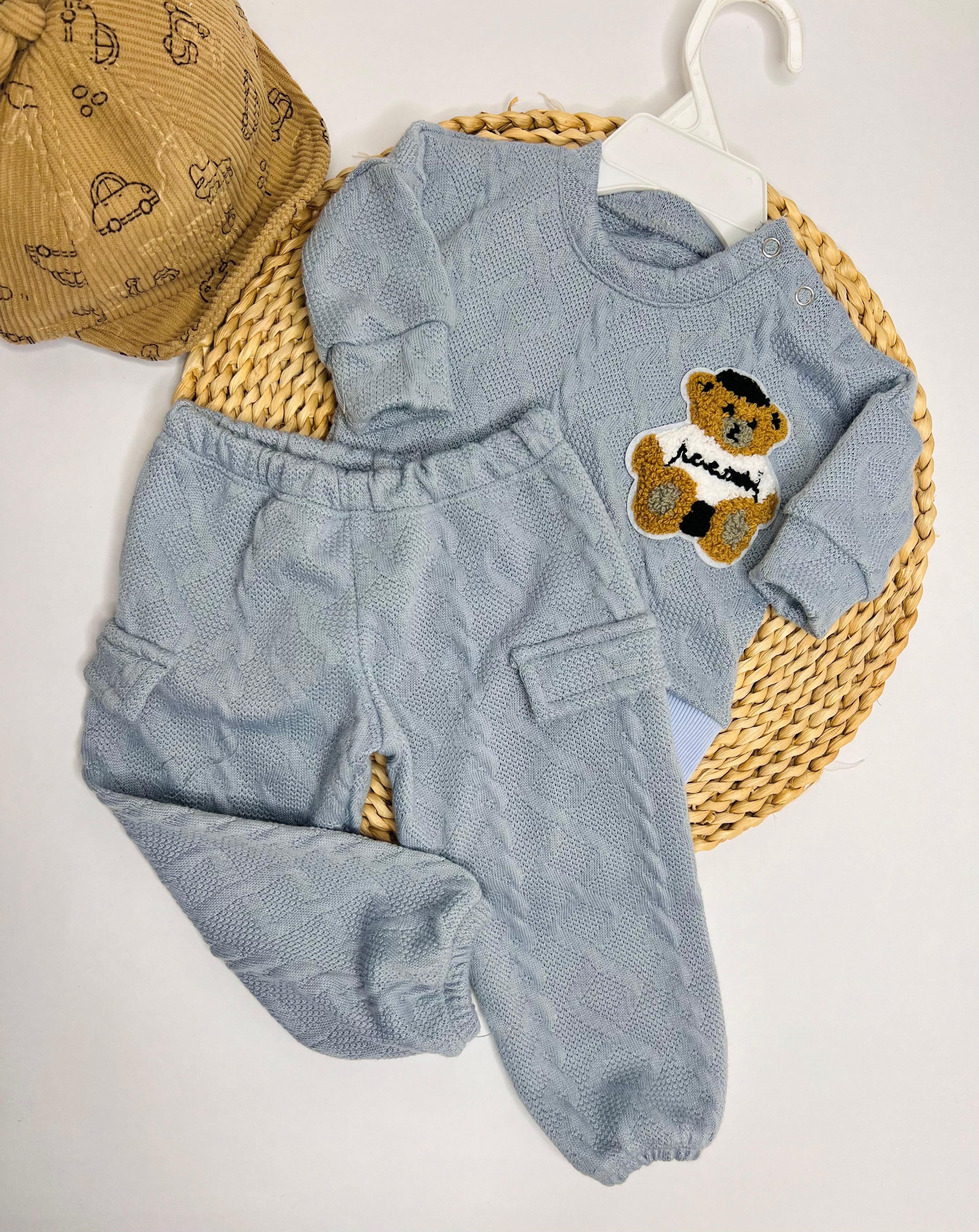 SET TEJIDO DOS PIEZAS AZUL REF 039.