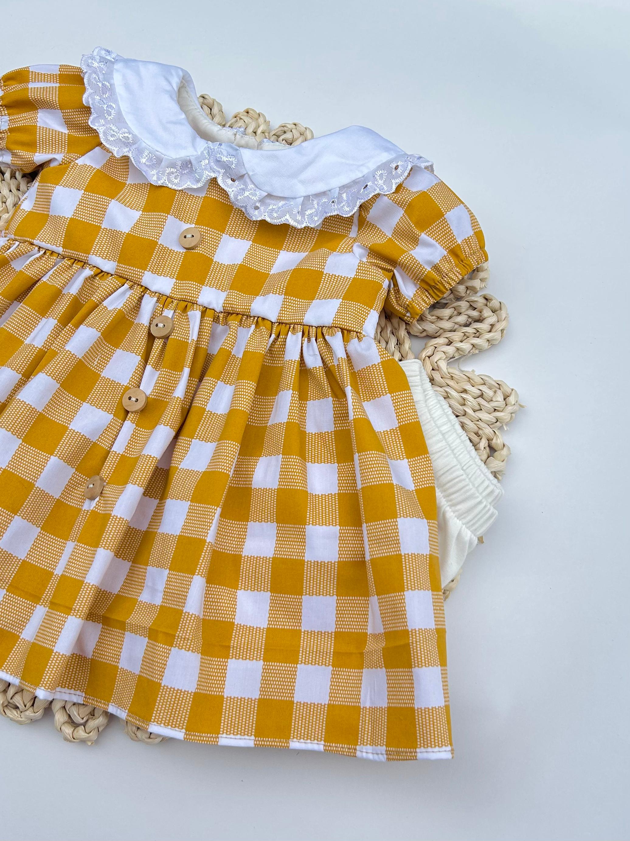 VESTIDO ESPAÑOL AURA / CUADROS AMARILLO