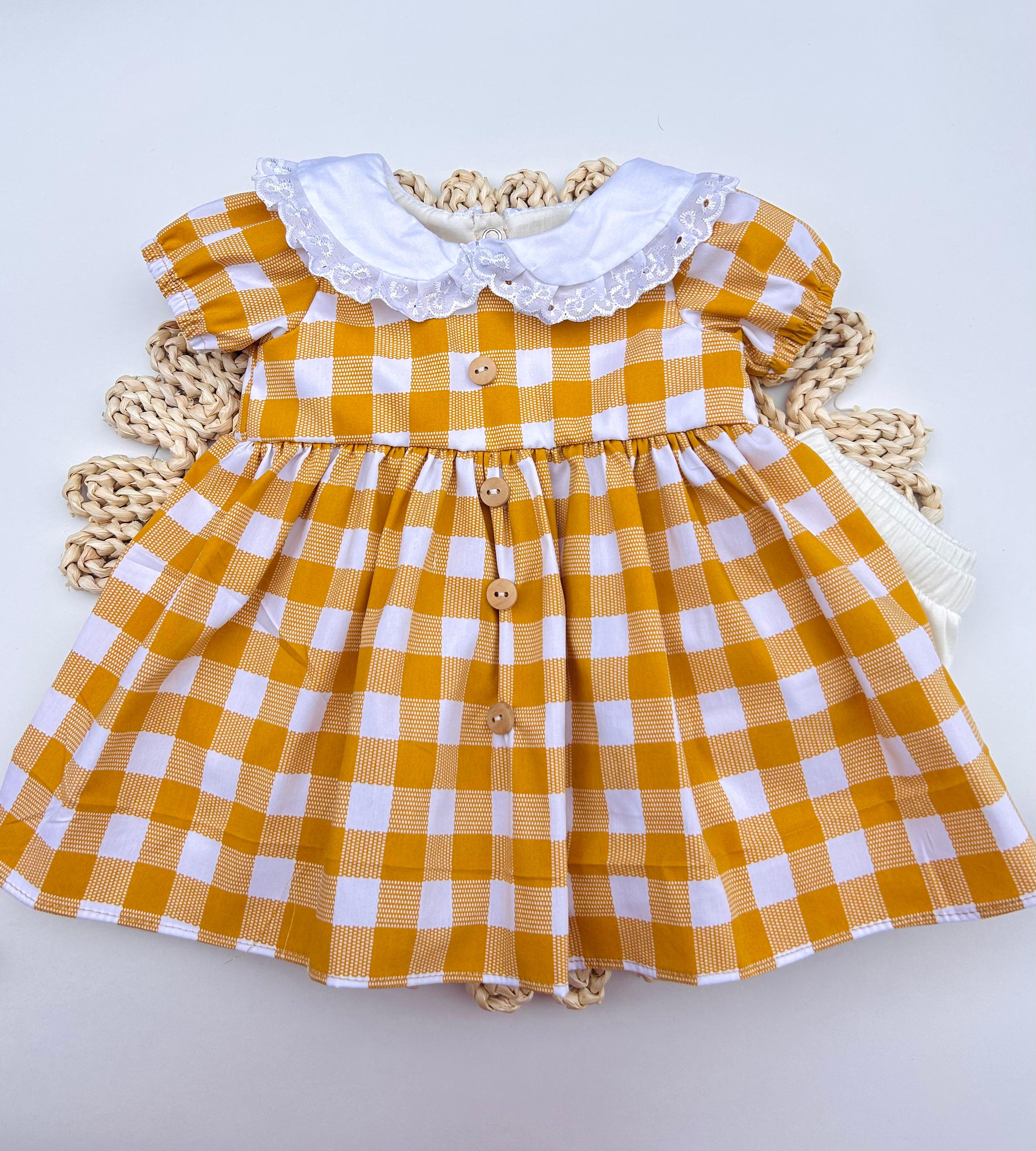 VESTIDO ESPAÑOL AURA / CUADROS AMARILLO