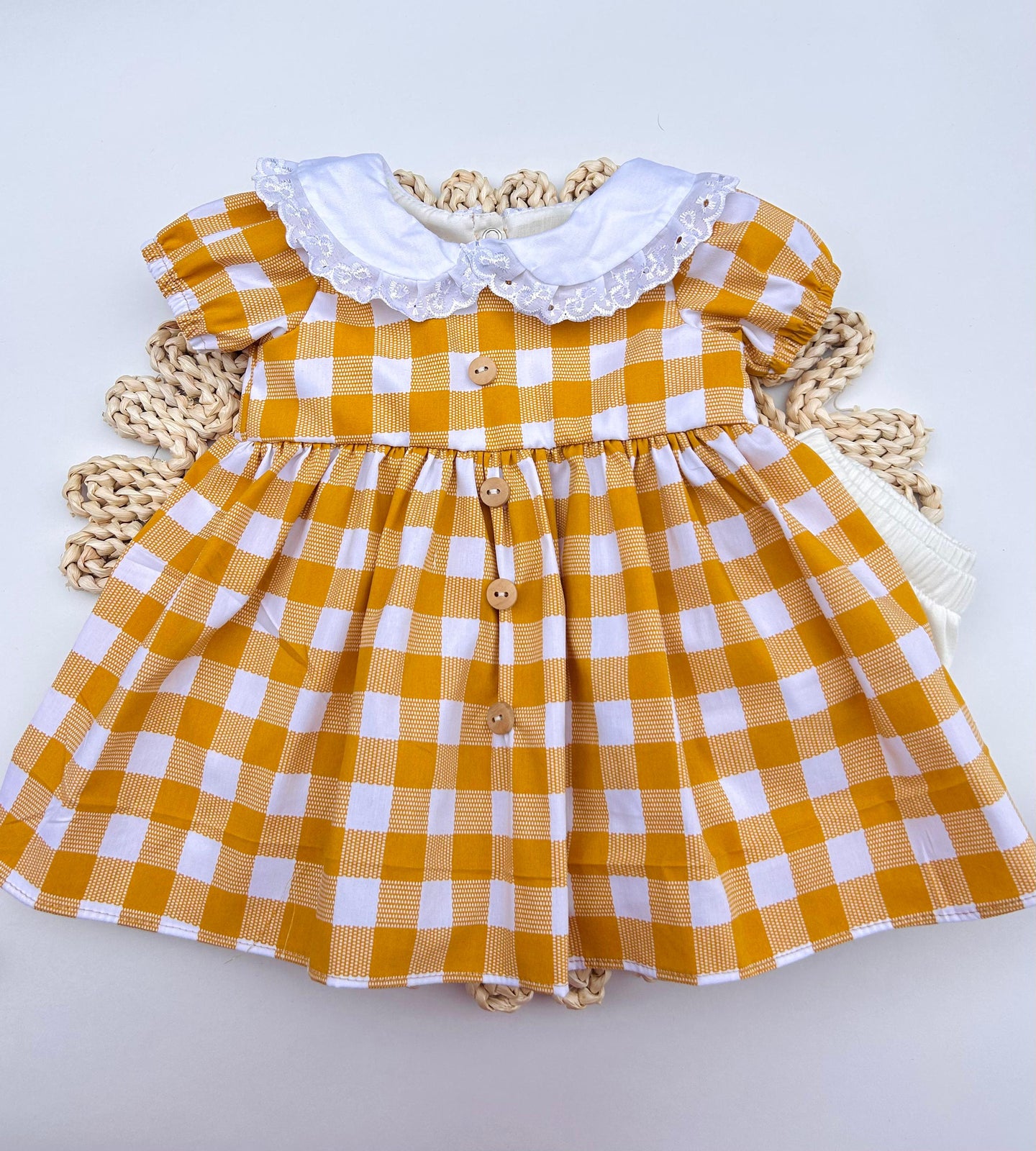 VESTIDO ESPAÑOL AURA / CUADROS AMARILLO
