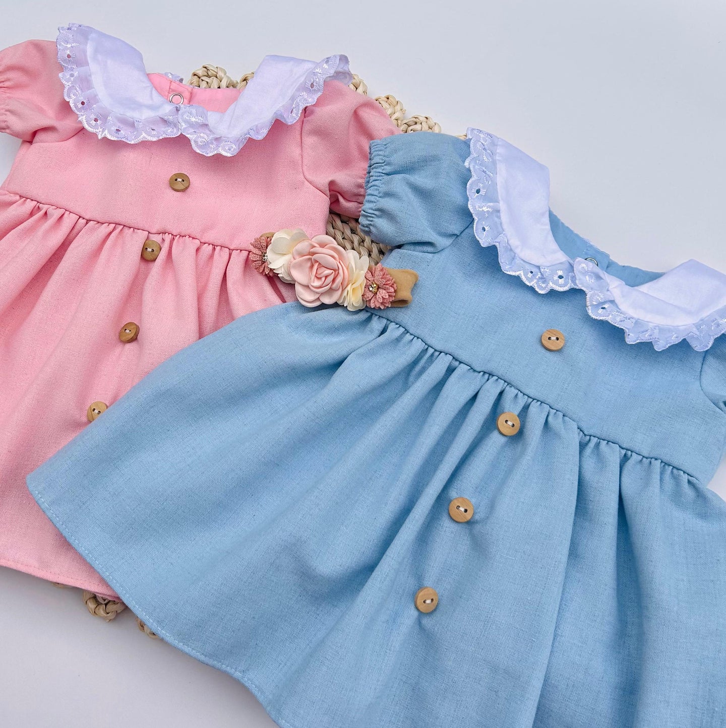 VESTIDO ESPAÑOL AURA / LINO CELESTE