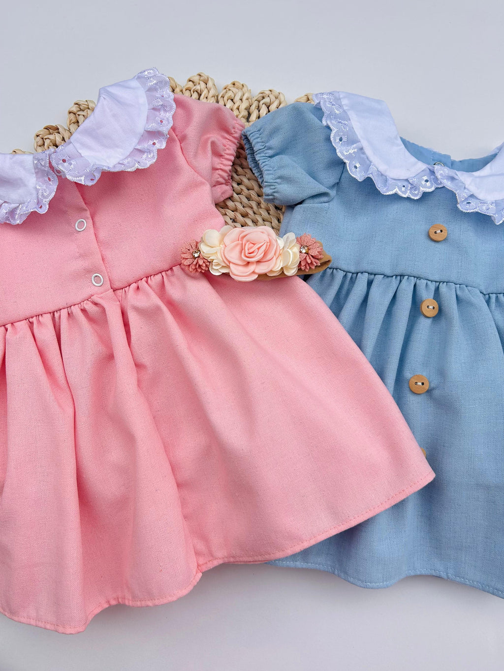 VESTIDO ESPAÑOL AURA / LINO CELESTE