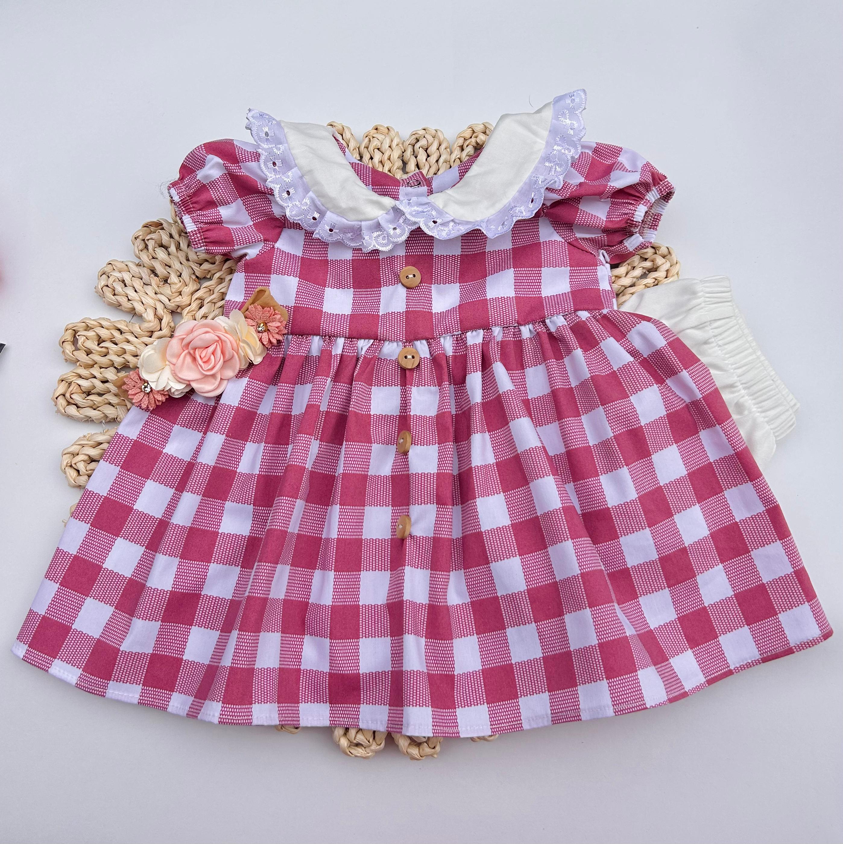 VESTIDO ESPAÑOL AURA / CUADROS VINO