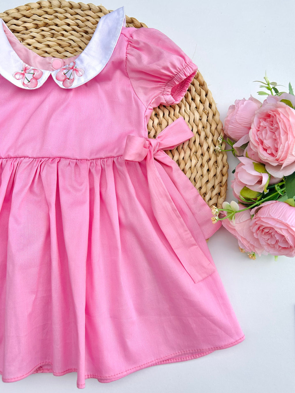 SET TRES PIEZAS VESTIDO CEREZA ROSA REF 1288.