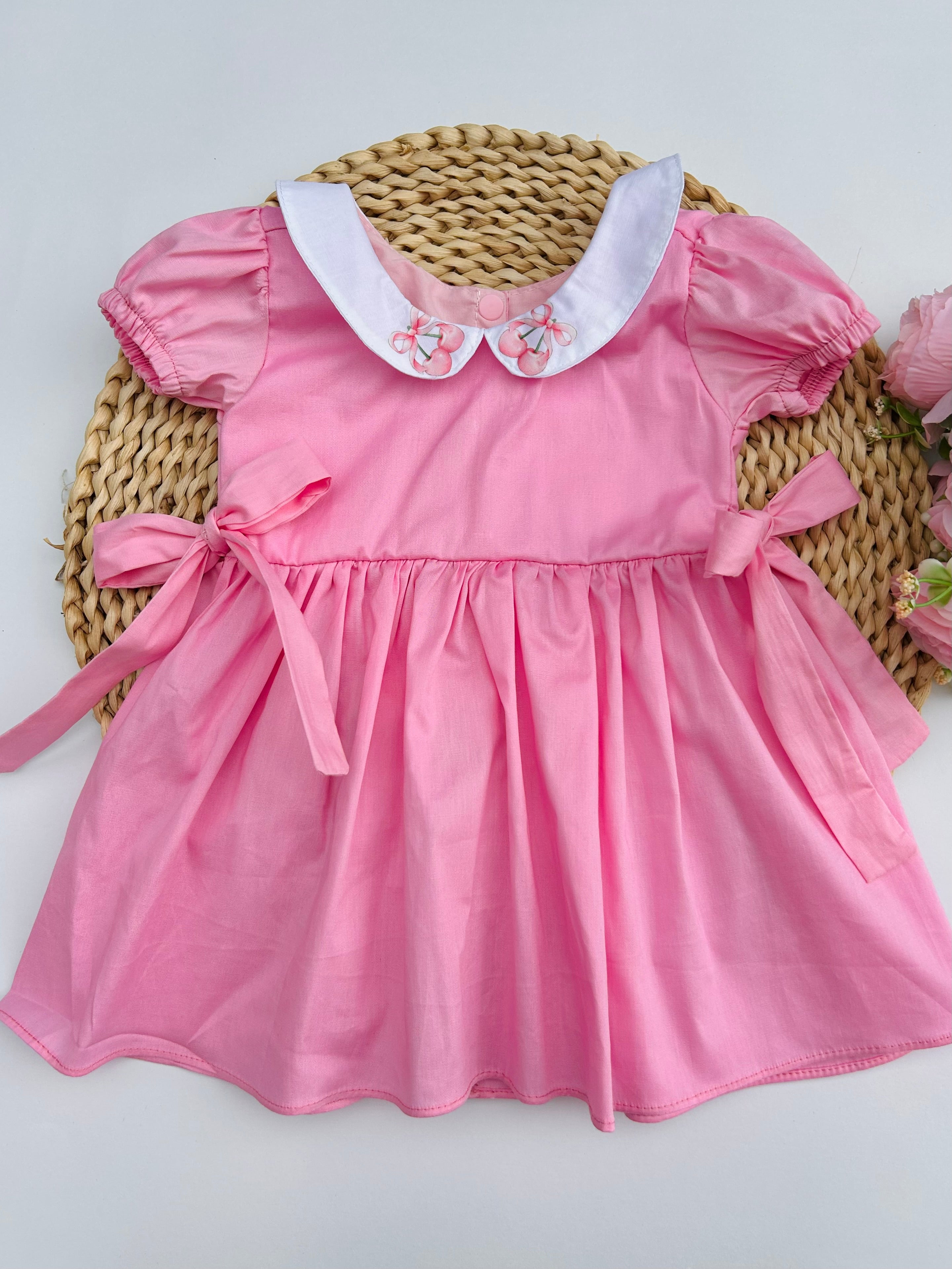 SET TRES PIEZAS VESTIDO CEREZA ROSA REF 1288.
