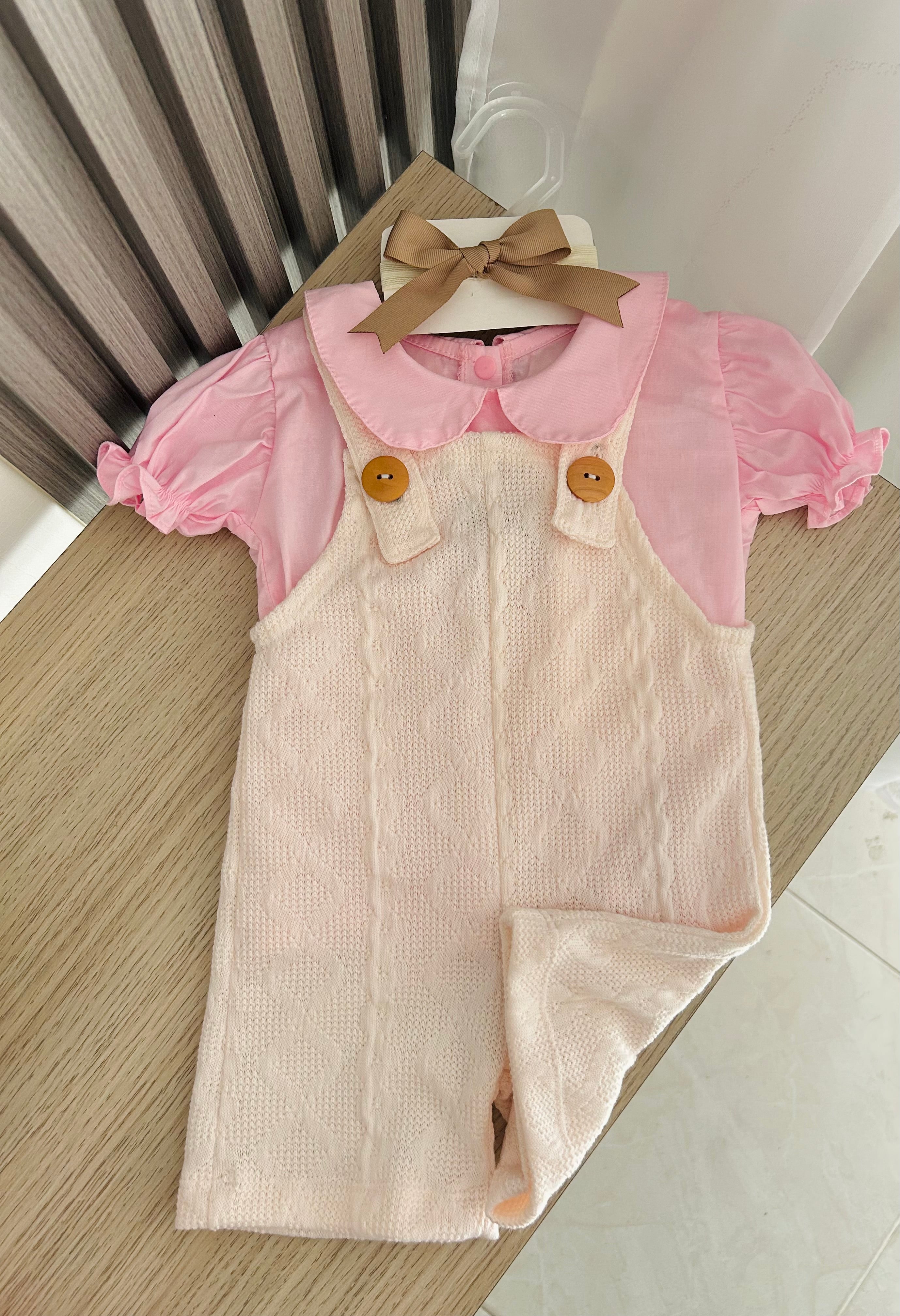 SET TEJIDO ROSA BEIGE TRES PIEZAS REF 1301.