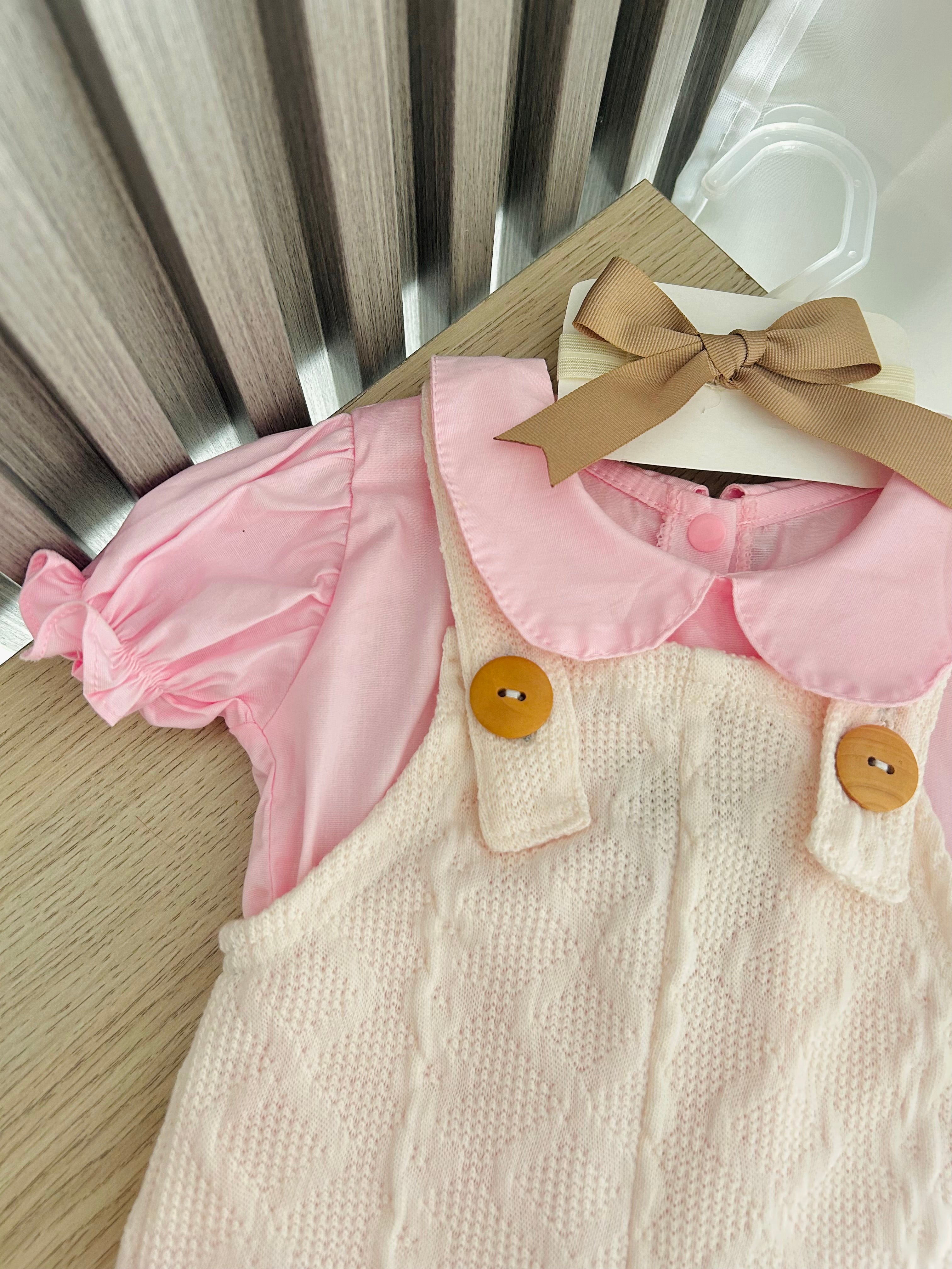 SET TEJIDO ROSA BEIGE TRES PIEZAS REF 1301.