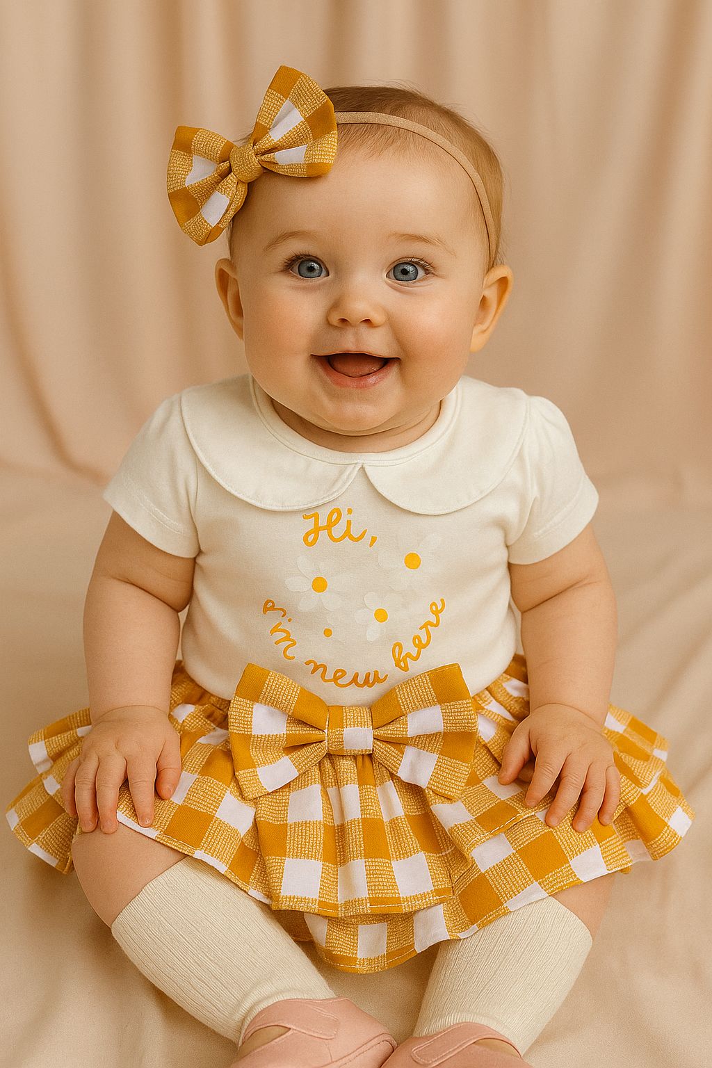 SET ALICIA TRES PIEZAS CUADROS AMARILLOS