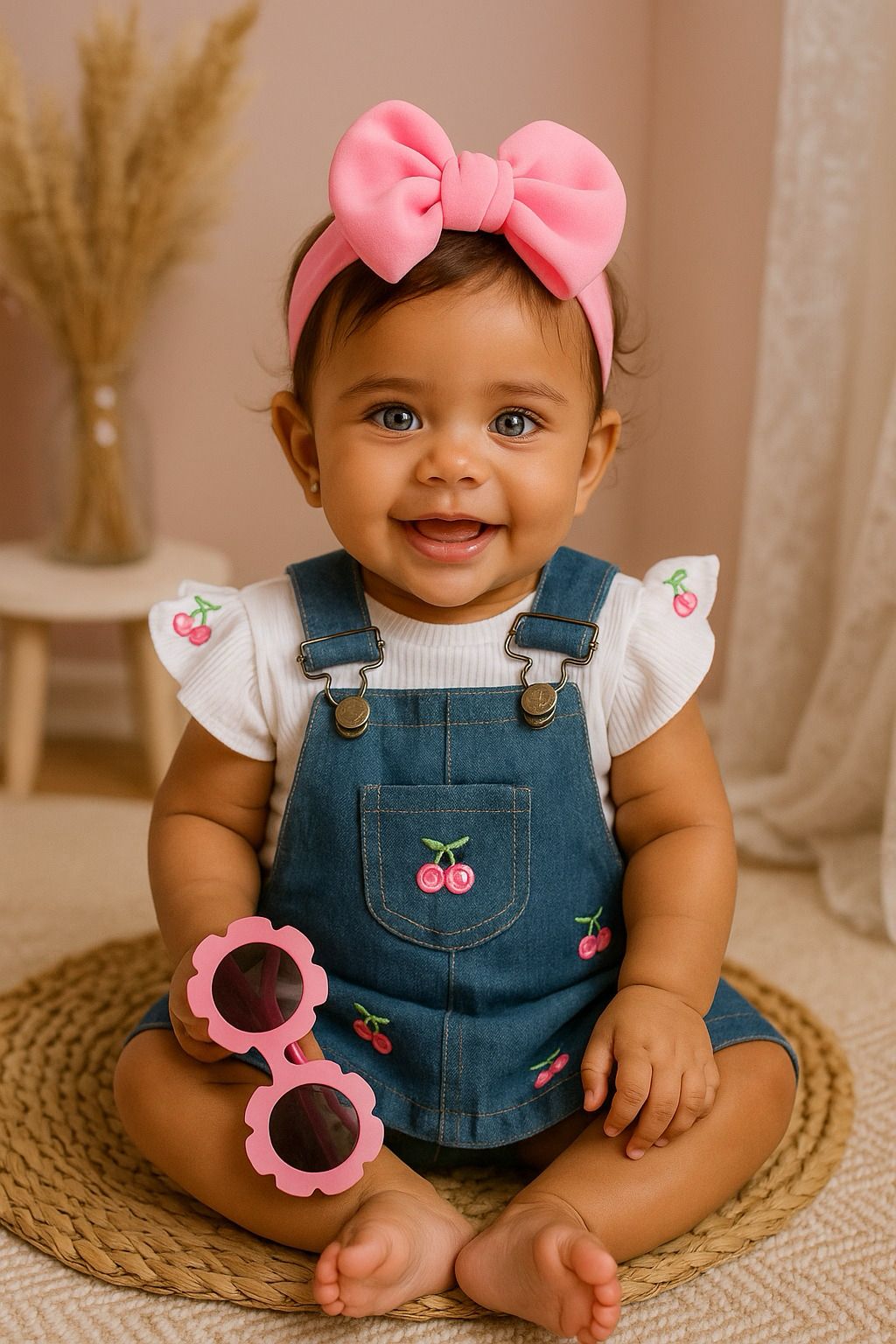 SET JARDINERA DENIM CEREZA DOS PIEZAS REF 1281.